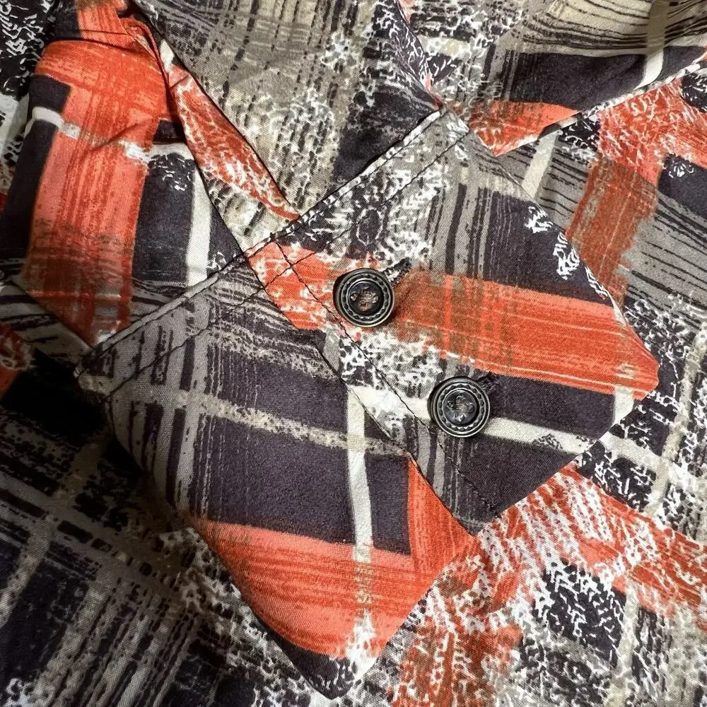 Gloria Vanderbilt Womens Button Down Blouse Western Collared Long Sleeve Orange